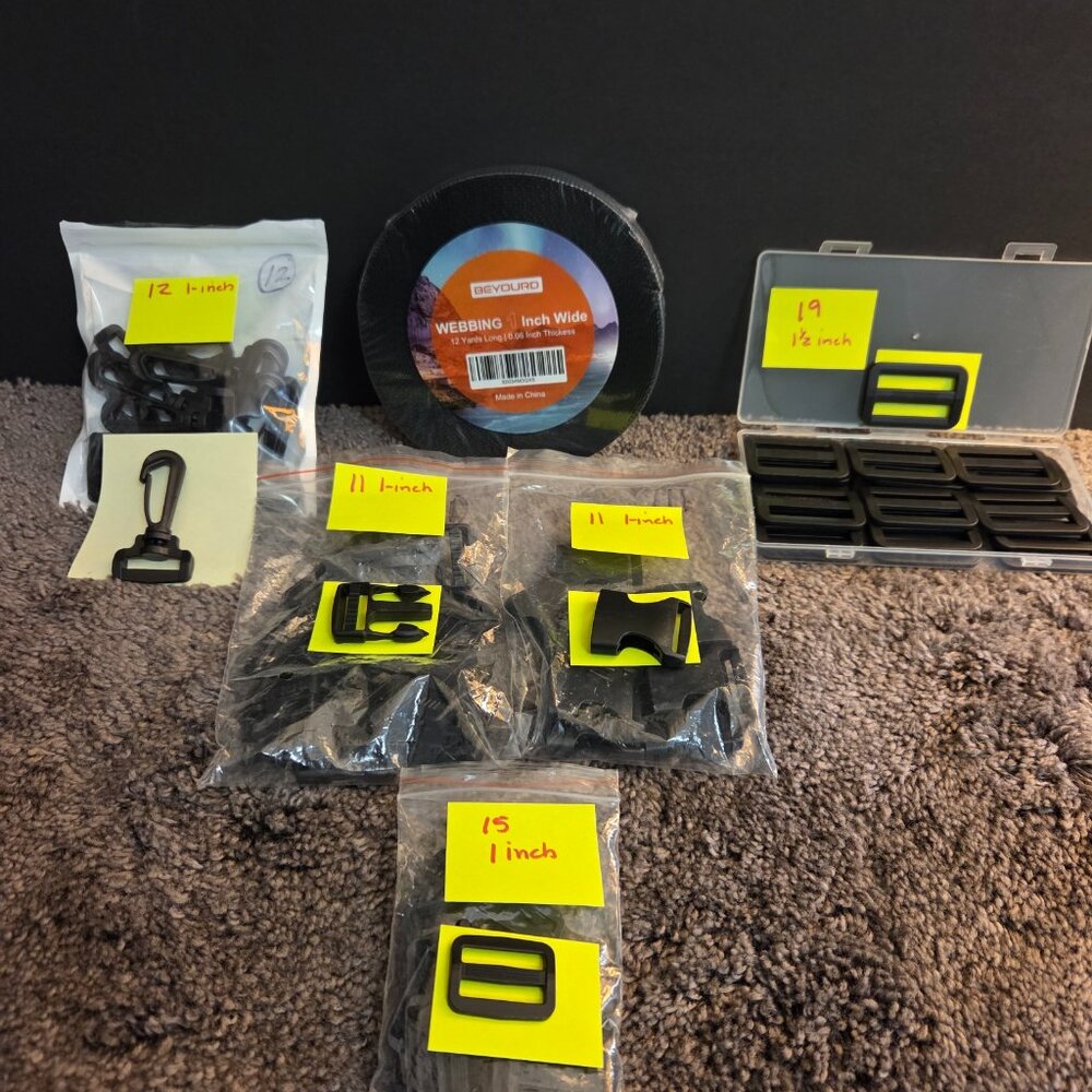 Buckle Strap Kit -Quick Release Buckles, Swivel Snap Hooks, Triglide buckles 1"